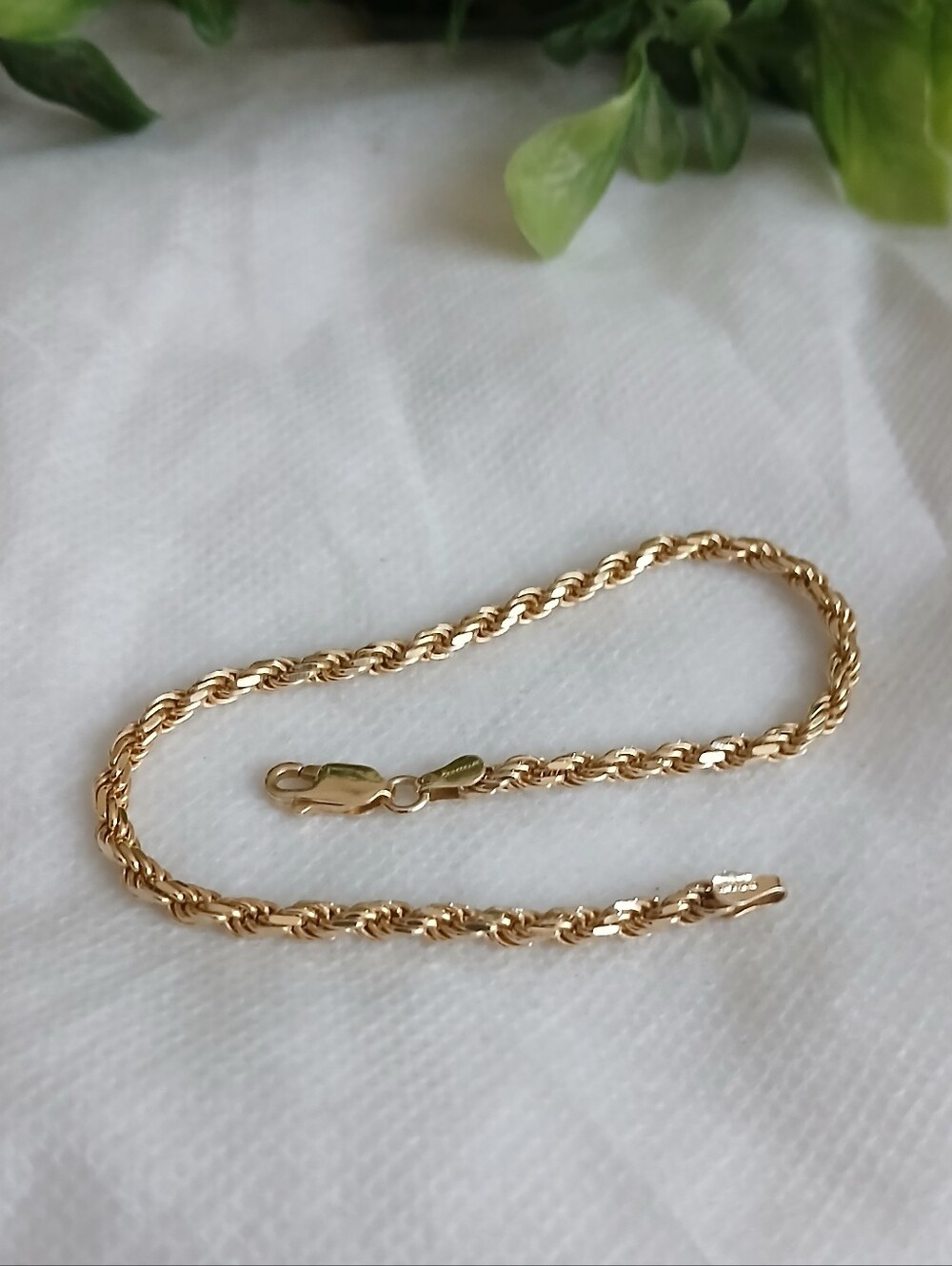 Danecraft Gold Italy Rope Design Sterling Silver Bracelet 8" Length